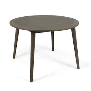 47 in. Gray Round Acacia Wood Outdoor Dining Table