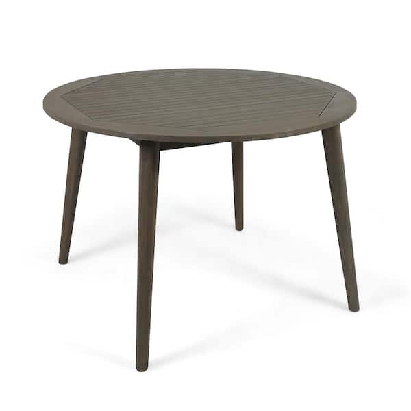 ToolCat 47 in. Gray Round Acacia Wood Outdoor Dining Table
