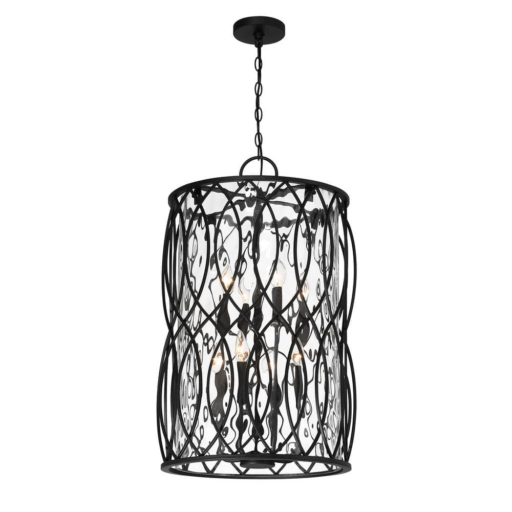 Snowden Matte Black Glass 8-Light Pendant