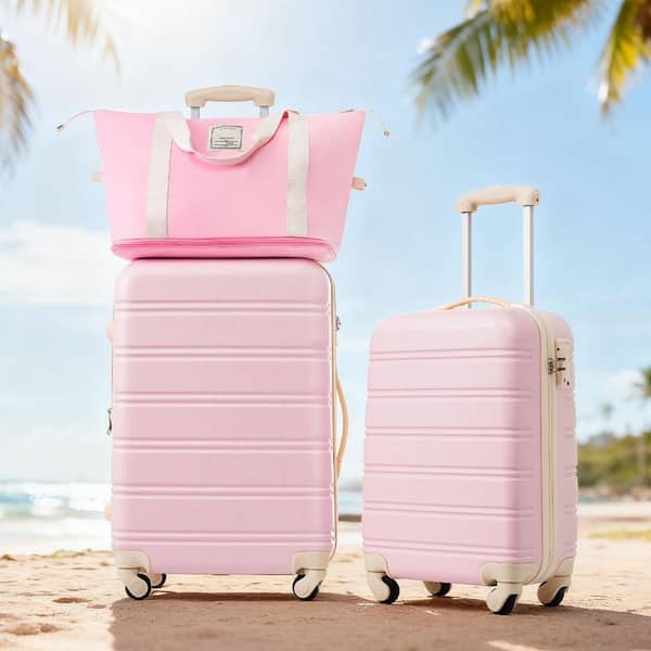LIVACA 2-Piece Light Pink Hardshell Lightweight ABS Plastic
