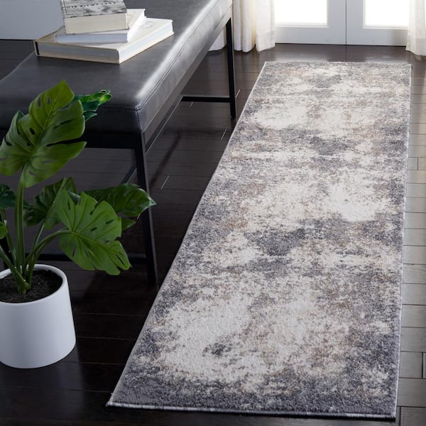 Aston Gray/Ivory 2 ft. x 10 ft. Distressed Runner Rug