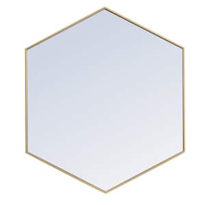 Medium Irregular Brass Modern Mirror (35 in. H x 41 in. W)