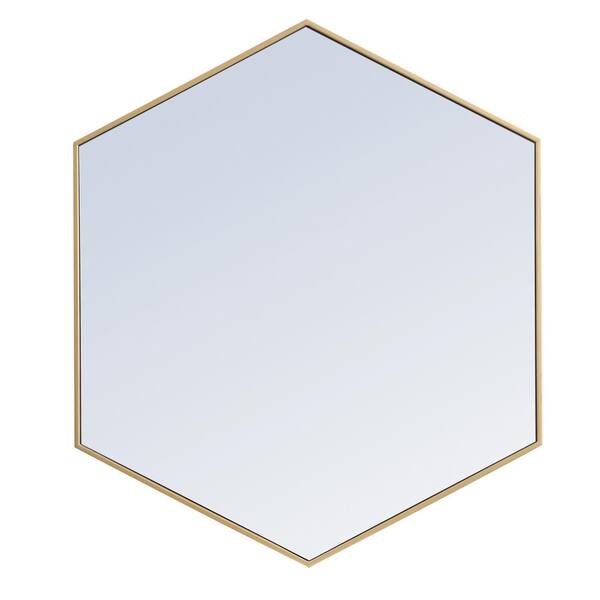 Unbranded Medium Irregular Brass Modern Mirror (35 in. H x 41 in. W)