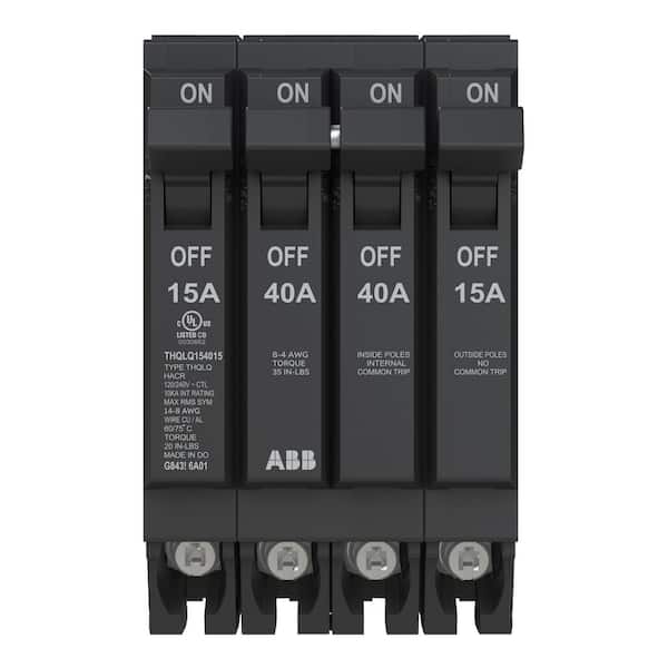 2-15 Amp Single-Pole 1-40 Amp Double-Pole Quad 120/240-Volts Circuit Breaker (THQLQ154015A)