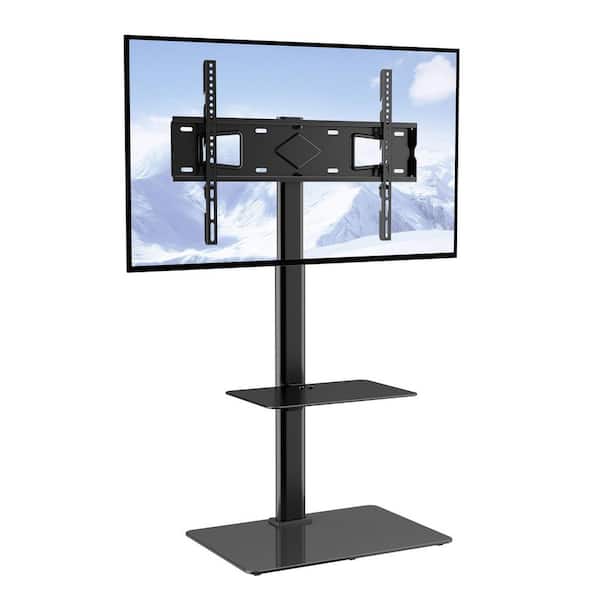 TV Mount Stands for 32 to 65 in. TVs Height Adjustable Floor TV Stand with Tempered Glass Base for Bedroom, Living Room