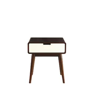 Christa Walnut and White Storage End Table
