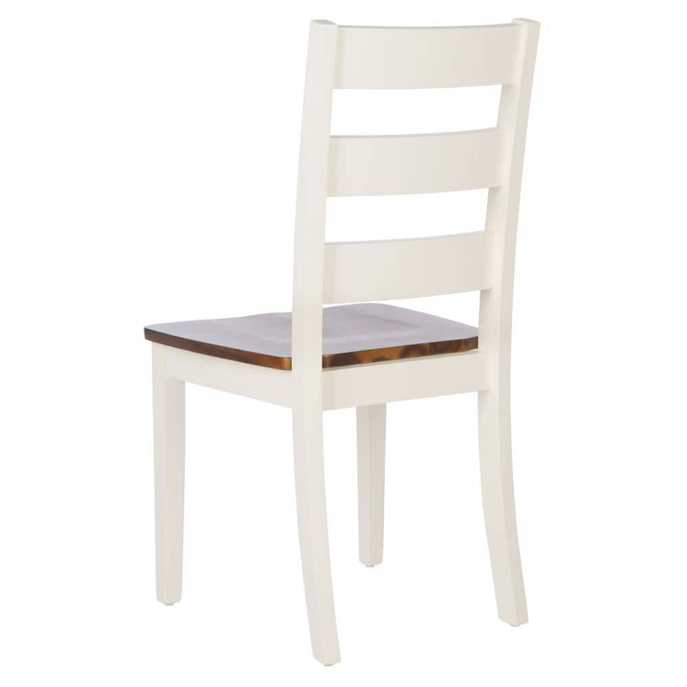 Silio White and Natural Ladder Back Dining Chairs, Set of 2