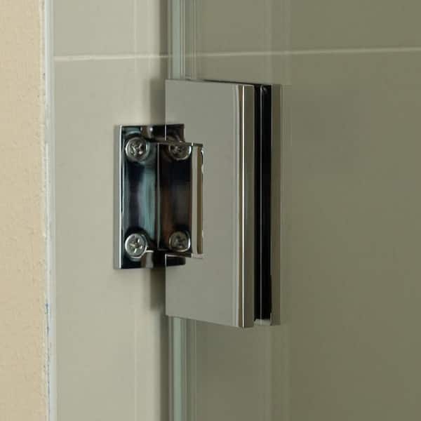 Kobiworks Nirvana 28.75 in. - 27.875 in. W x 76 in. H Frameless Hinged Shower Door in Chrome with 3/8 in. Clear Glass (10 mm)