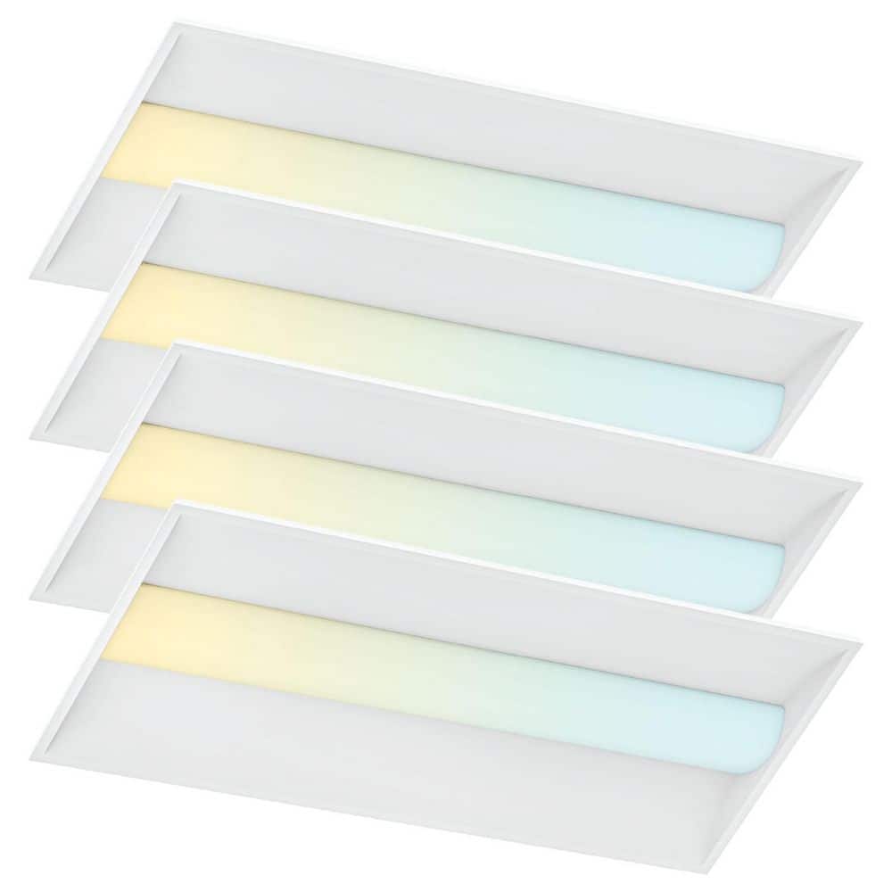 72-Watt 2x4 FT Integrated LED Troffer Light, 3000K-6000K, 3750-9000LM, 0-10V Dimmable, 120-277V ETL DLC Premium 4 Pack price history on PriceWatchPro