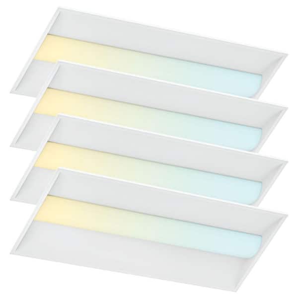 72-Watt 2 x 4 ft. Integrated LED Troffer Light 3000K-6000K, 3750-9000LM, 0-10V Dimmable, 120-277V ETL DLC Premium 4 Pack