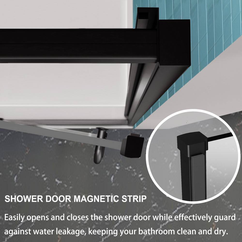 32 in. Matte Black Semi-Frameless Pivot Shower Door with Clear Glass