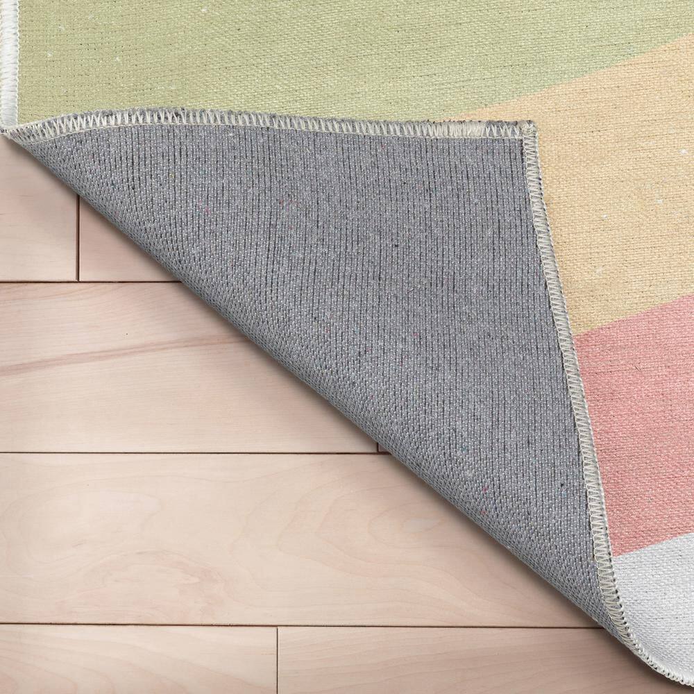Multicolor Synthetic Flat Woven Reversible Kids Rug, 5' x 7'