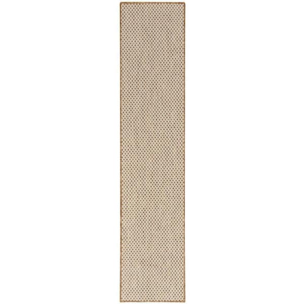 Nourison Courtyard Jute Ivory 2 ft. x 8 ft. All-over design Contemporary Runner Area Rug