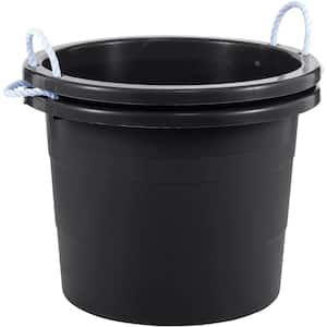19 Gallon Heavy Duty Rope Handle Plastic Tub in Black, 2-Pack