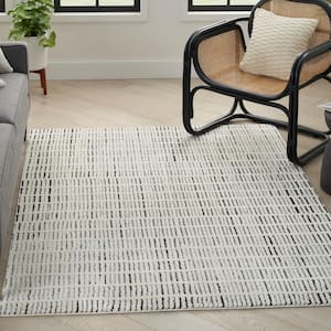Modern Comfort Ivory Black 5 ft. x 7 ft. Linear Contemporary Area Rug
