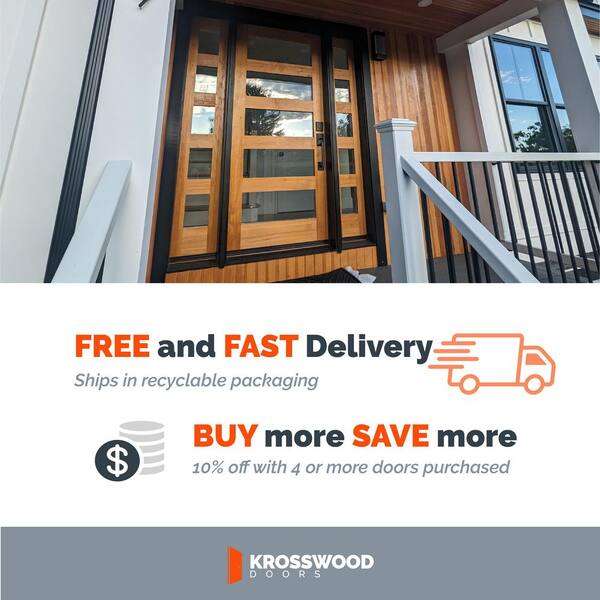 32 in. x 96 in. Contemporary Hemlock 5-Lite Clear Low-E Glass Unfinished Wood Front Door Slab