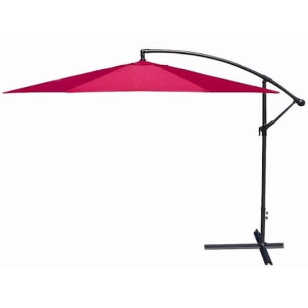Barton 10 ft. Aluminum Outdoor Hanging Market Patio Umbrella in Red