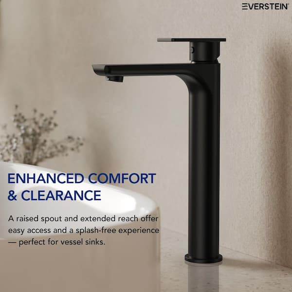 EVERSTEIN 12 in. Faucet Height Single Handle Single Hole Bathroom