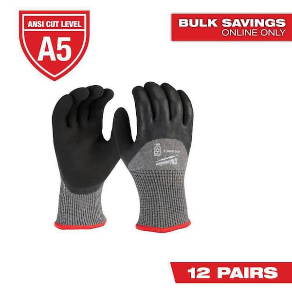 Milwaukee Large Red Latex Level 5 Cut Resistant Insulated Winter Dipped Work Gloves (12-Pack)