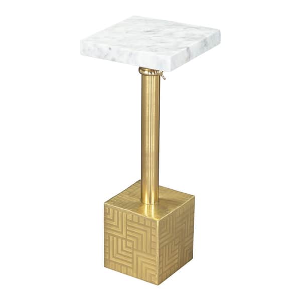 ZUO Josef 8 in.W White 24 in.H Square Marble End Table