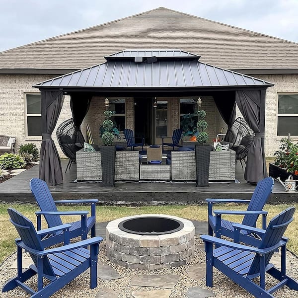 PURPLE LEAF 12 ft. x 16 ft. Gray Aluminum Hardtop Gazebo Canopy
