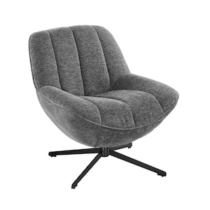 Pallas Dark Gray Fabric Swivel Accent Side Chair with Metal Legs