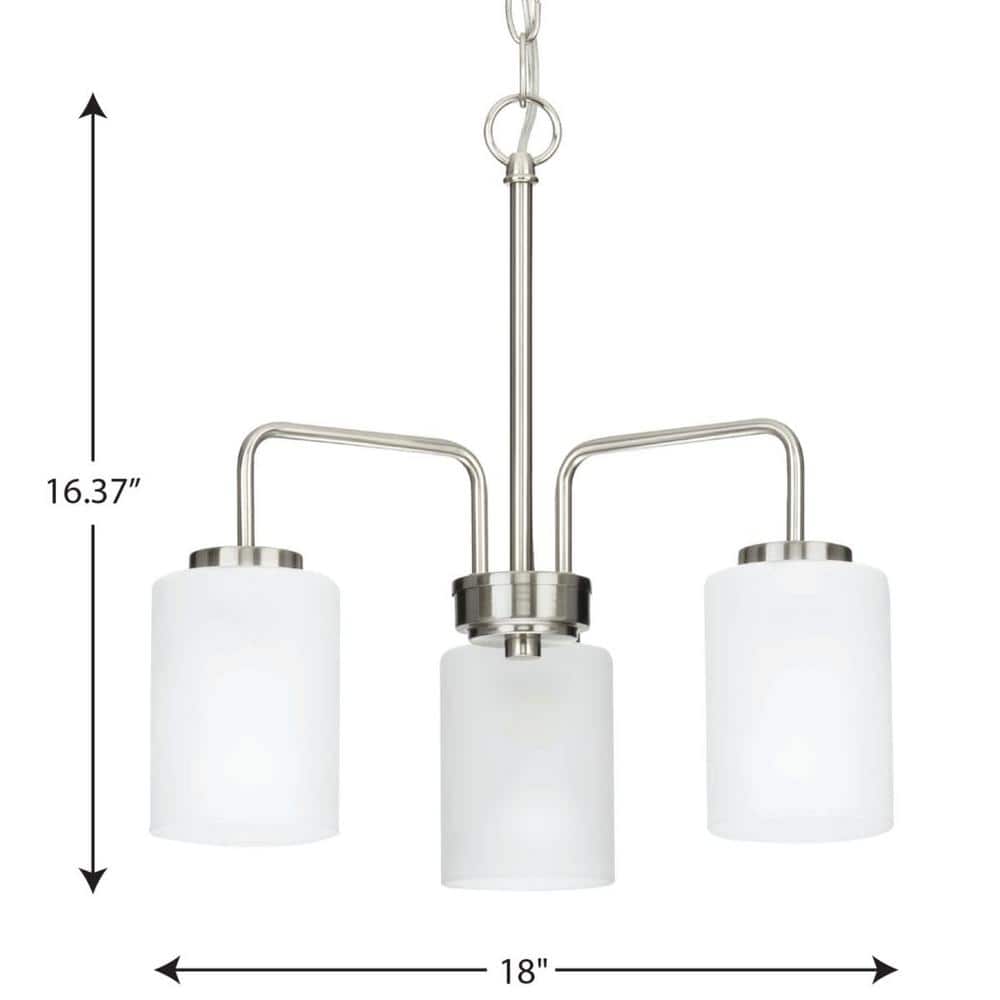 Merry 3-Light Brushed Nickel and Etched Glass Chandelier