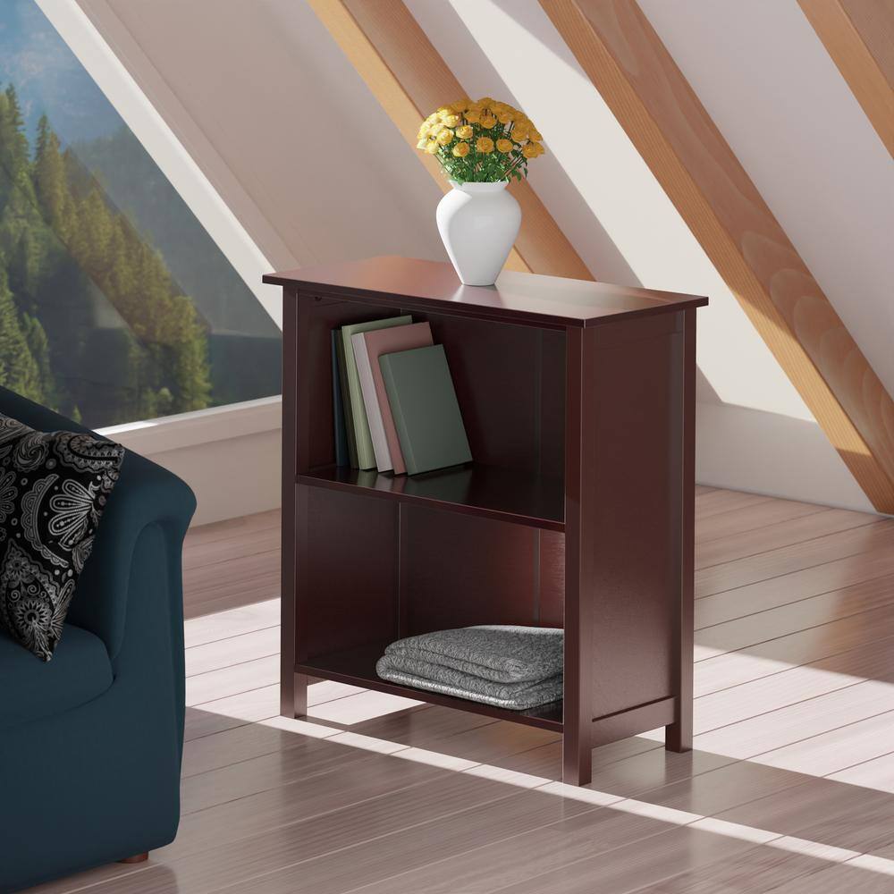 Transitional 3-Tier Medium Walnut Wooden Bookshelf for Kids
