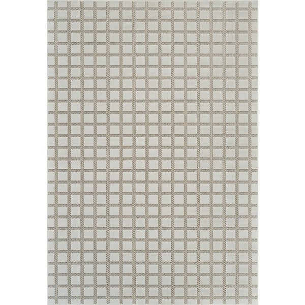 Maise Beige Cream 6 ft. x 9 ft. Modern Checkered Indoor Outdoor Area Rug