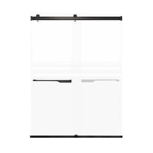 Brianna 60 in. W x 80 in. H Sliding Frameless Shower Door in Matte Black with Frosted Glass