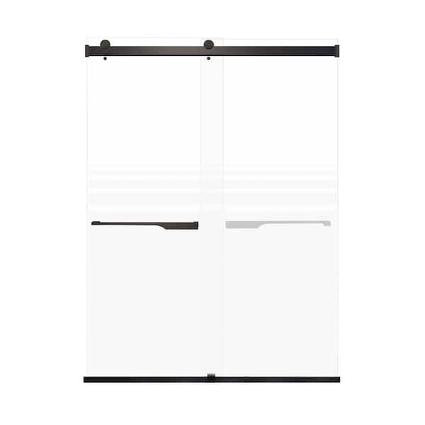 Transolid Brianna 60 in. W x 80 in. H Sliding Frameless Shower Door in Matte Black with Frosted Glass