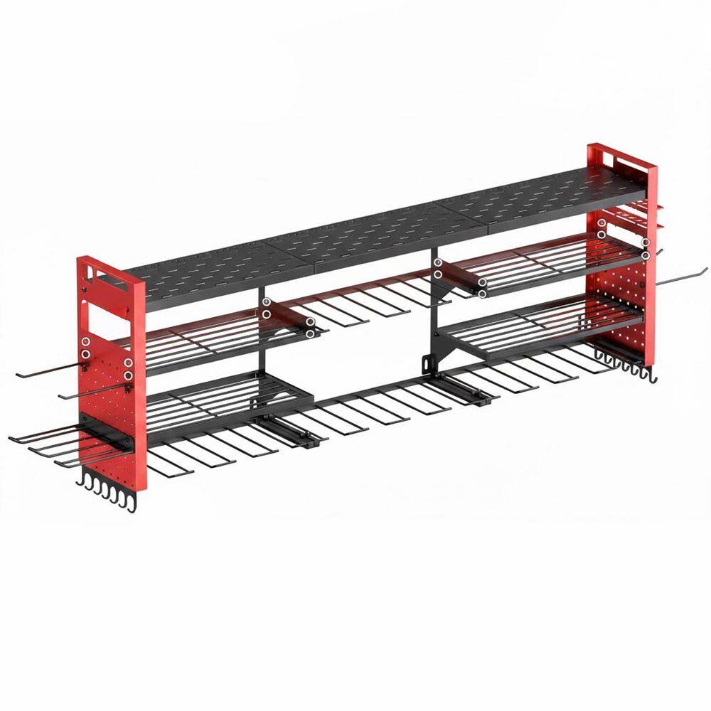 49.8 in. Red Steel Heavy Duty Wall Rack with 4 Shelves, Power Tool Organizer, 18 Cordless Tool Holders, Garage Storage price history on PriceWatchPro