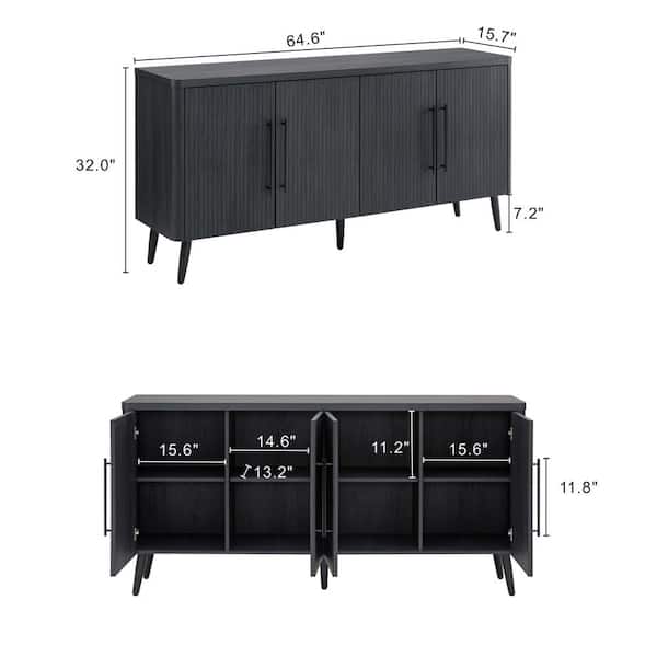 Manhattan Comfort Jodie Charcoal Grey Composite Wood 64.6 in
