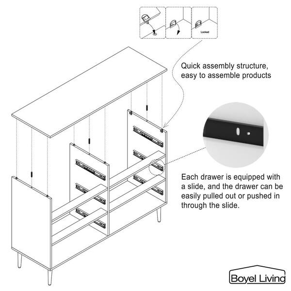 Boyel Living 6 Drawer Dresser Storage Cabinet (MDF) Wood Dresser for Closet Modern Green Dresser for Bedroom Entryway and Hallway