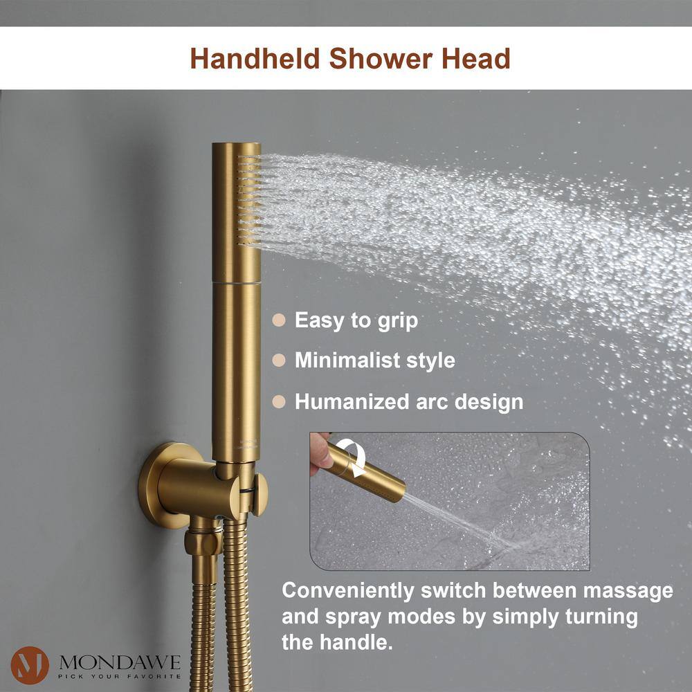 Brushed Gold Dual-Function Rain Shower System with Handheld
