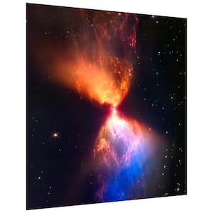 "Constellation Taurus Fiery" Multi-color Free Floating Reverse Unframed Printed Tempered Glass Wall Art 38 in. x 38 in.