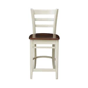 24 in. H Emily Almond and Espresso Bar Stool with Solid Wood