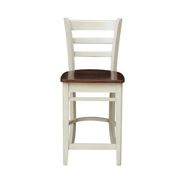 International Concepts 24 in. H Emily Almond and Espresso Bar Stool with Solid Wood