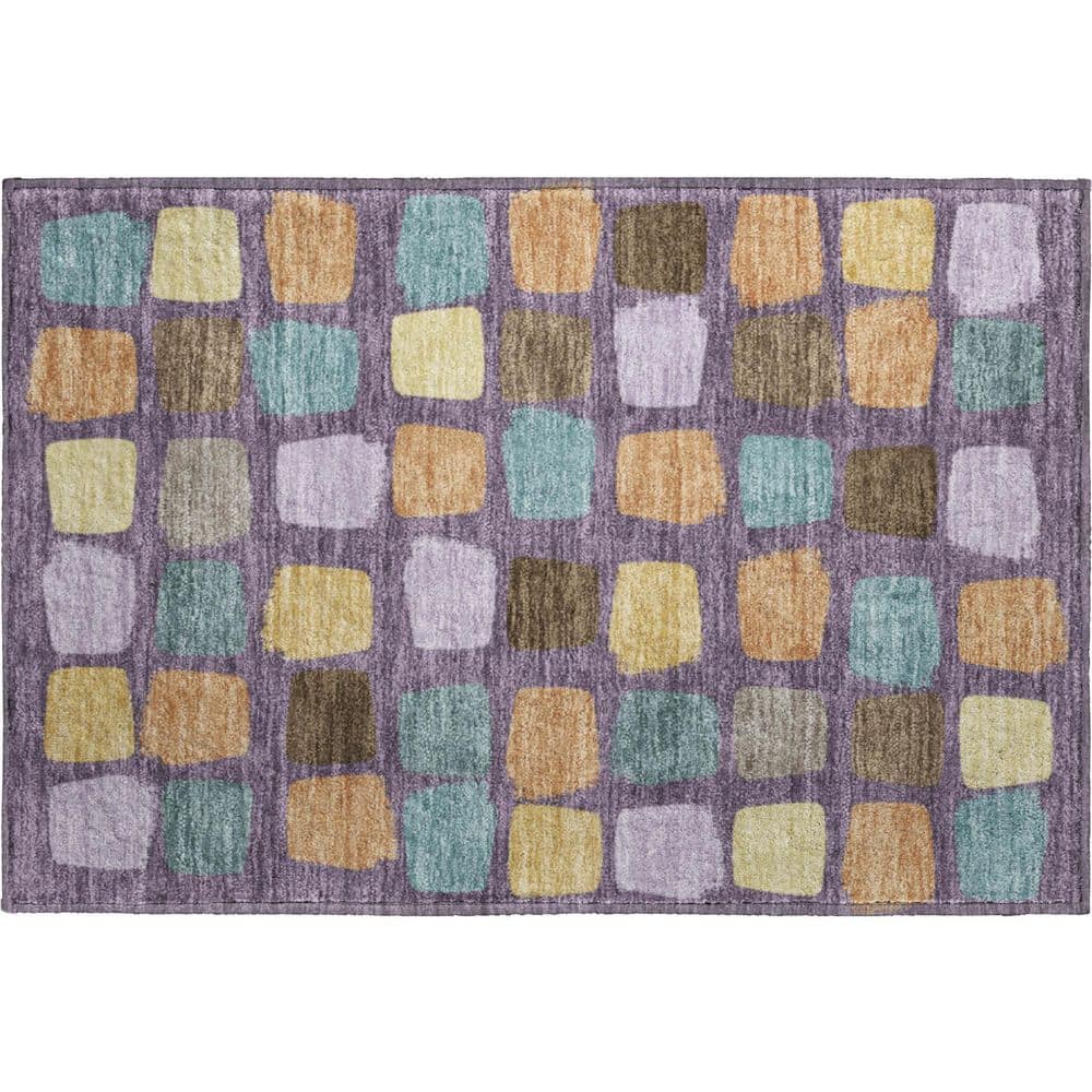 Mayfield Premium Machine Washable Abstract AMF2501 Purple 3 ft. x 4 ft. Area Rug price history on PriceWatchPro