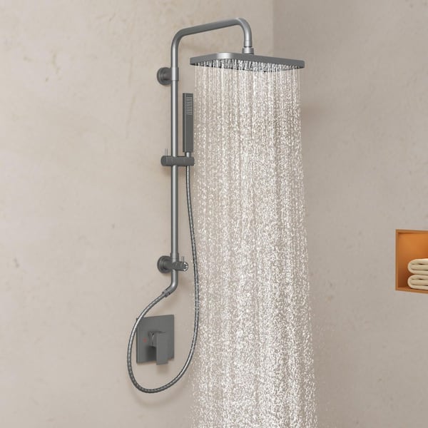 Dual-Function Shower System with Rainfall Shower Head, Handheld Sprayer in Brushed Nickel (Valve Included)