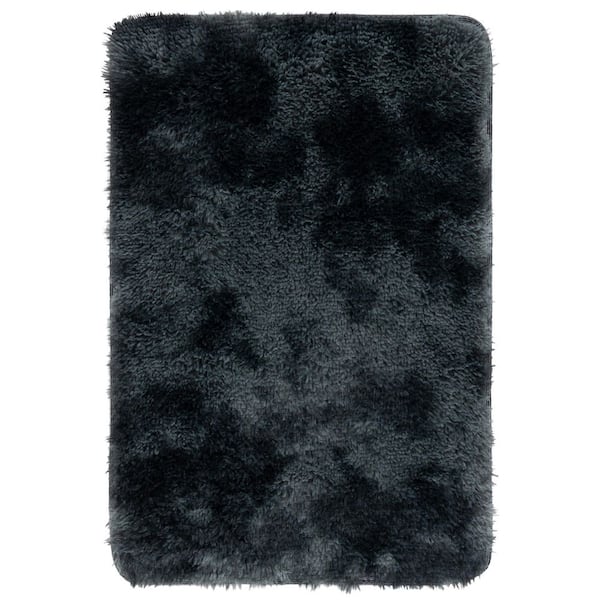 Rainbow Shag 2 ft. x 3 ft. Dark Gray Abstract Solid Area Rug