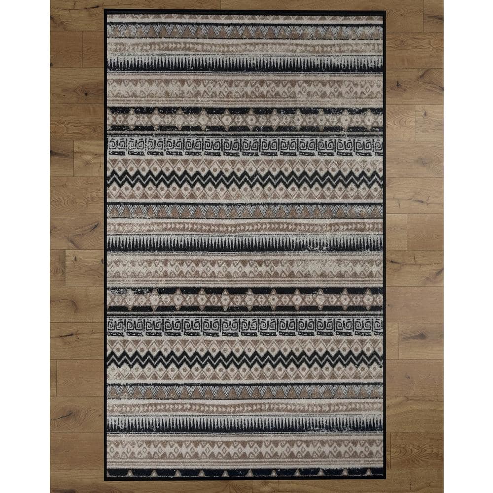 DEERLUX Beige Boho Pattern 8 ft. x 10 ft. Large Bohemian Living Room ...