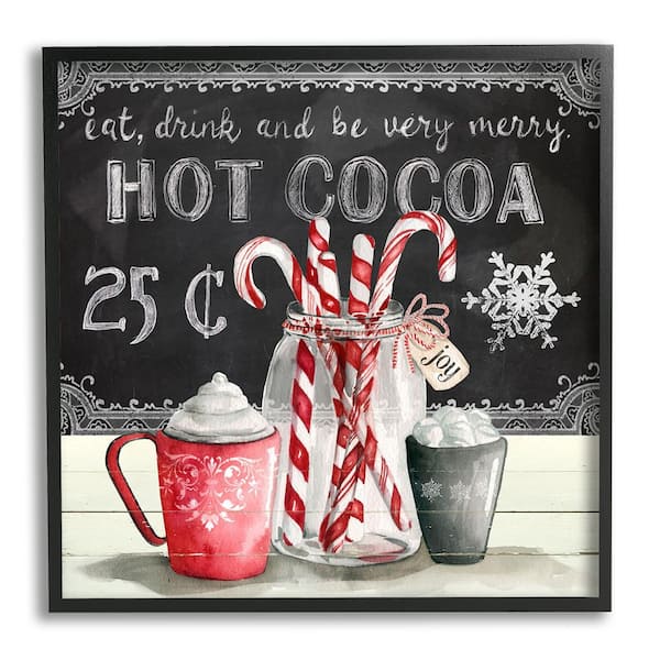 Stupell Industries Cocoa and Candy Canes by Carol Robinson 1 Piece Framed Graphic Print Food Poster Art Print 12 in. x 12 in.