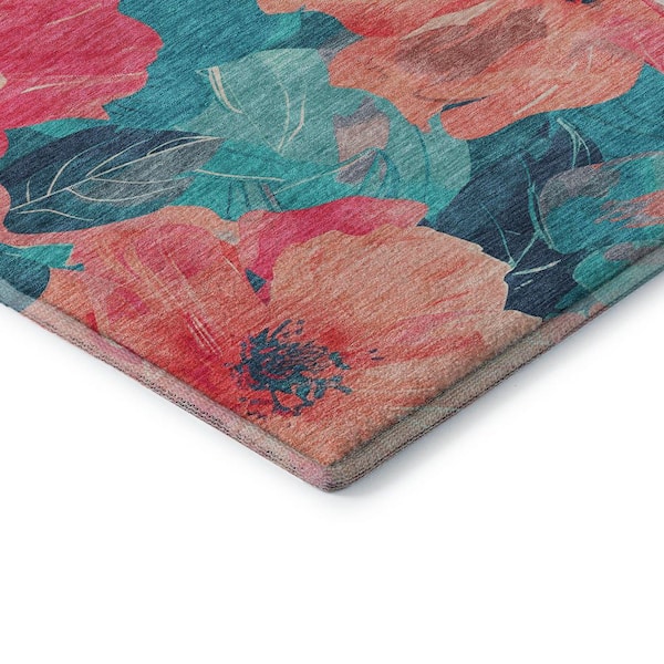 Mayfield Premium Machine Washable Abstract AMF1542 Salmon 2 ft. 3 in. x 7 ft. 6 in. Runner Rug