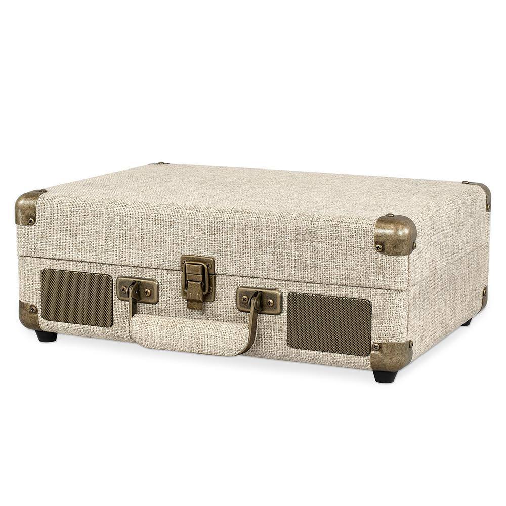 Light Beige Portable Vintage Bluetooth Suitcase Record Player