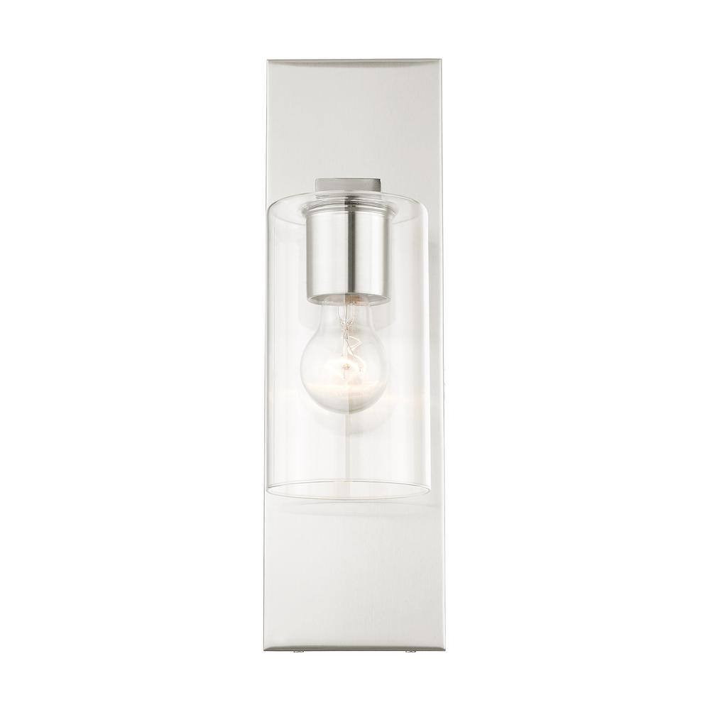 Brushed Nickel Clear Glass Direct Wired Wall Sconce