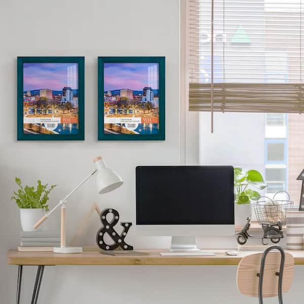 Woodgrain 8 in. x 10 in. Ocean Blue Picture Frame (Set of 2)