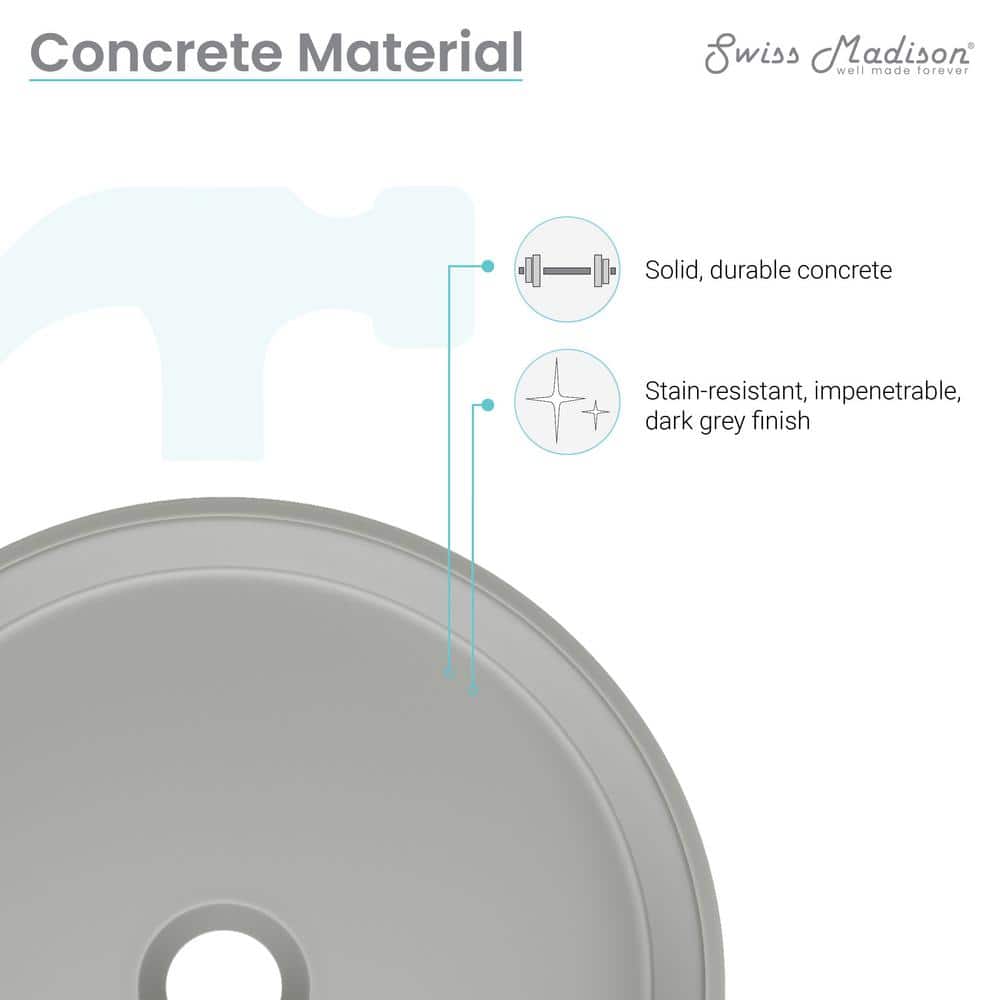 Lisse 14.5" Round Dark Gray Concrete Vessel Sink