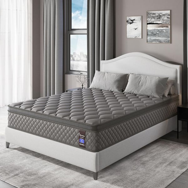 Queen Medium Firm 12 in. Hybrid Gel Memory Foam with Euro Top, Pocket Spring, Edge Support and Bed-in-a-Box Mattress ﻿