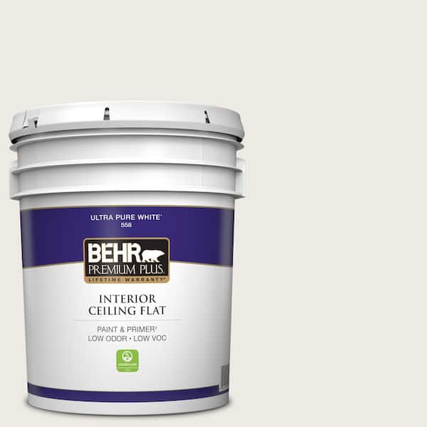 BEHR PREMIUM PLUS 5 gal. Designer Collection #DC-006 First Snow Ceiling Flat Interior Paint